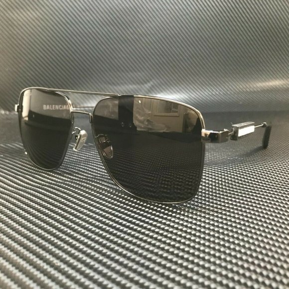 Balenciaga Grey Rectangle 59mm Men's Sunglasses - Picture 1 of 4